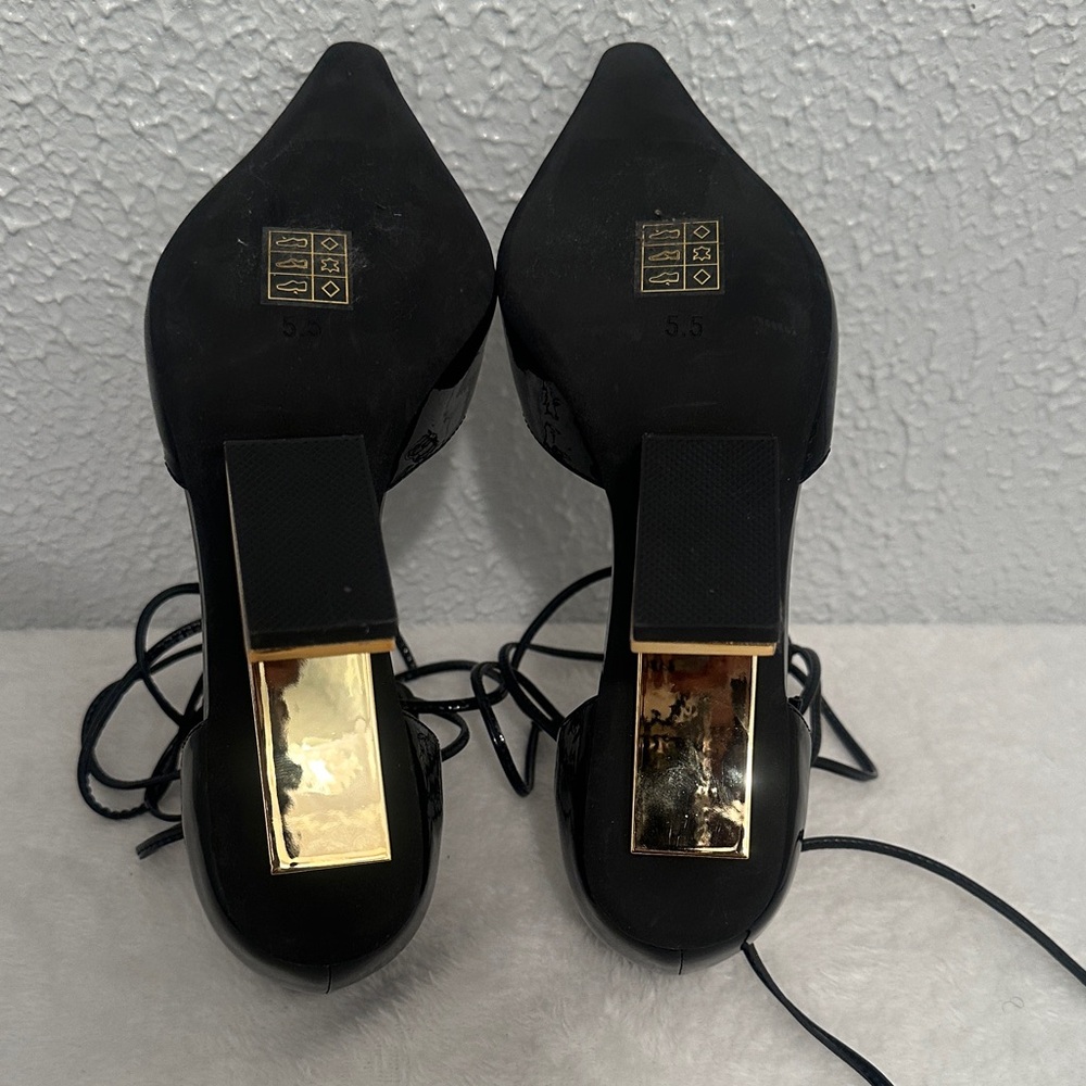 Jeffrey Campbell Demi d'Orsay pump in Black Patent finish with gold- tone Heels - Picture 10 of 15
